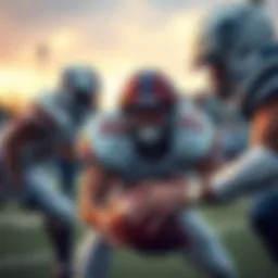 A dynamic moment in American football showcasing strategy and teamwork