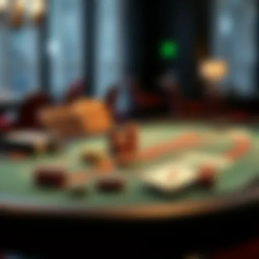 Baccarat table setup with cards and chips