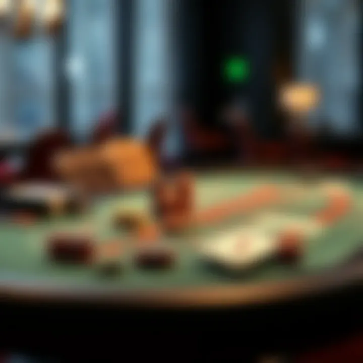 Baccarat table setup with cards and chips