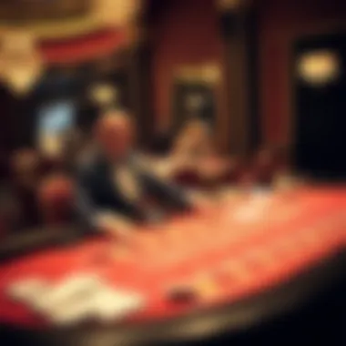 Casino atmosphere featuring a baccarat game in progress