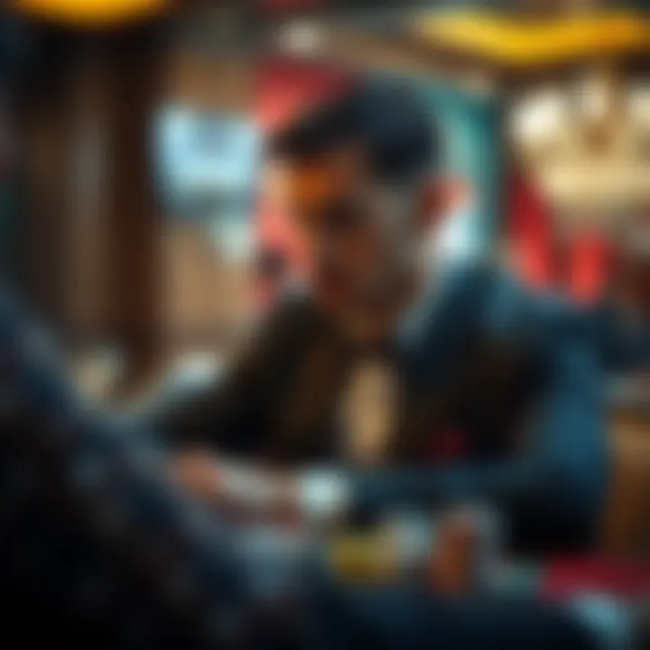 Player contemplating a strategic move in baccarat