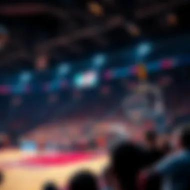 The Excitement of Live Basketball A vibrant basketball stadium filled with enthusiastic fans during a game