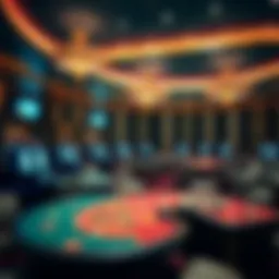 Elegant casino interior showcasing gaming tables