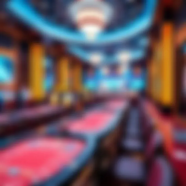 An immersive live casino environment showcasing a variety of gaming tables.