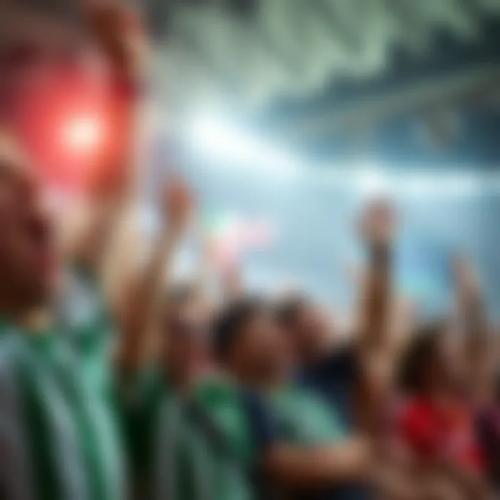 Fans cheering passionately during a match