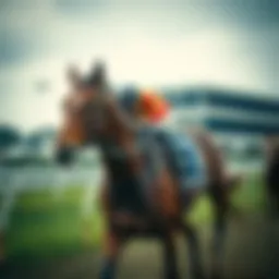 Thoroughbred racing horse on the track