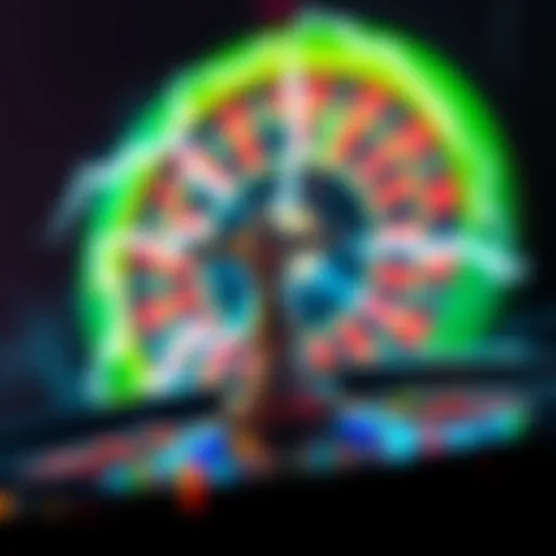 Vibrant depiction of a lightning roulette wheel with dynamic colors