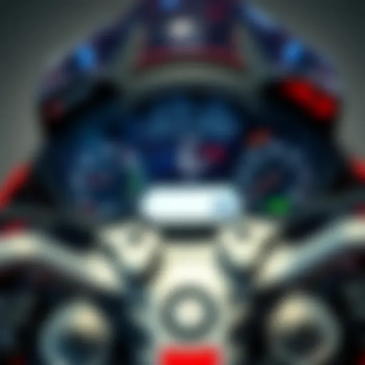 A detailed view of a motorcycle's performance dashboard