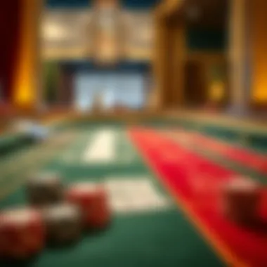 A stylish baccarat table with cards and chips