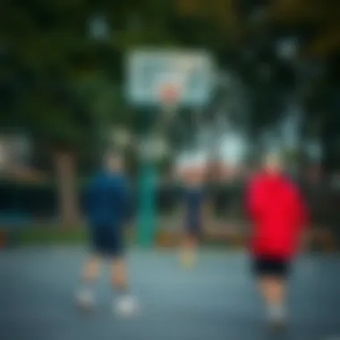 Casual Basketball Experience Outdoors A park with a basketball court where casual games are being played