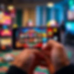 Mobile device displaying casino games