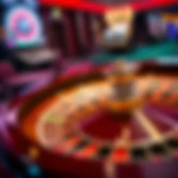 A vibrant roulette wheel spinning at a casino