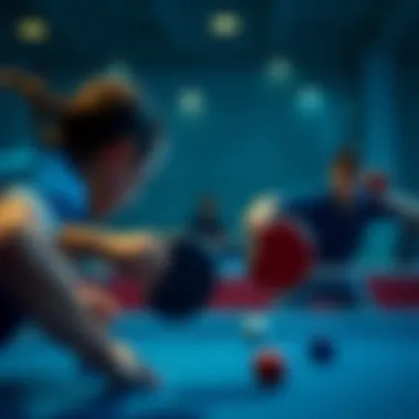 Dynamic table tennis match showcasing intense gameplay