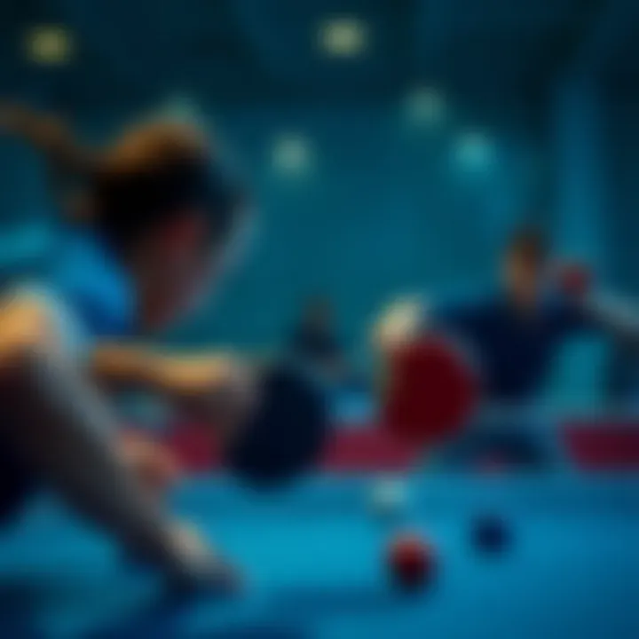 Dynamic table tennis match showcasing intense gameplay