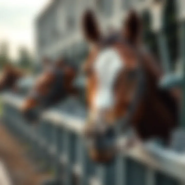 Close-up of a racehorse at the starting gate