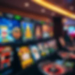 Overview of online casino interface with various games displayed