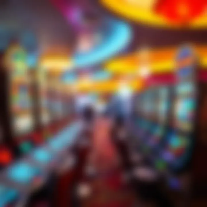 A vibrant casino environment featuring video poker machines